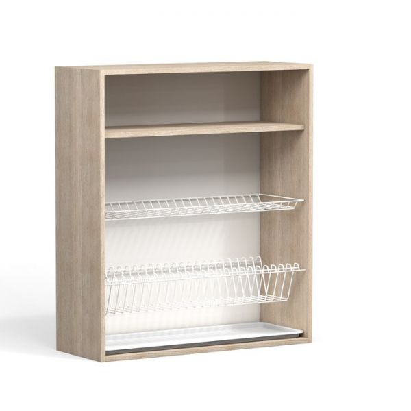 Шкаф навесной с посудосушителем Анжелика 800х300х920 Дуб молочный/Ясень