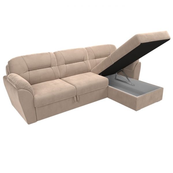 Угловой диван «Бостон», механизм дельфин, велюр, цвет бежевый