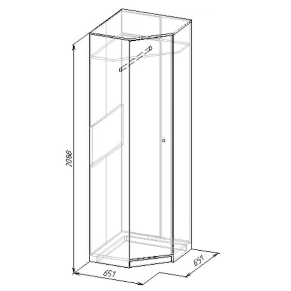 Шкаф угловой «Комфорт 1», 651 ? 651 ? 2088 мм, цвет венге