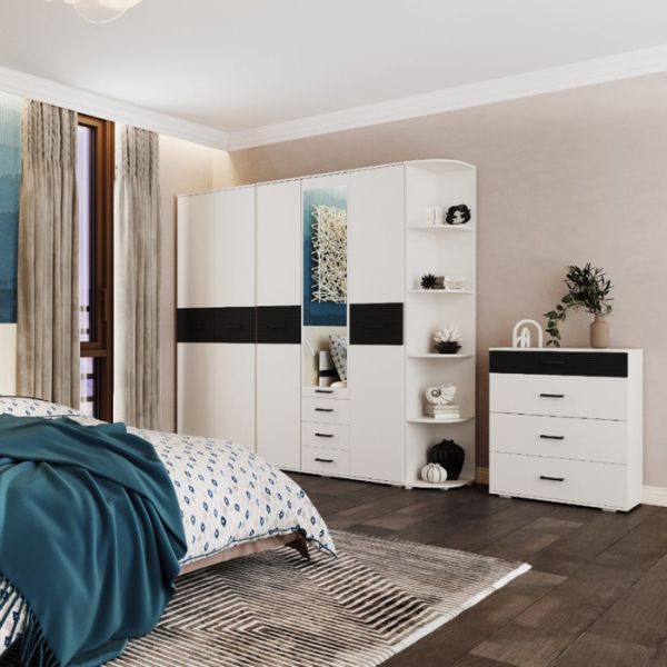 Шкаф многоцелевого назначения Сити-1 2272х540х400 Сосна карелия /Черный Глянец