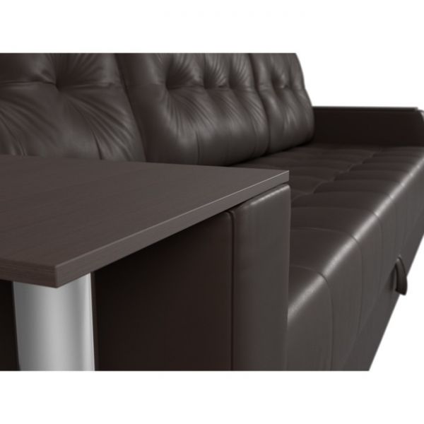 Диван прямой «Атлантида», механизм еврокнижка, экокожа, цвет коричневый