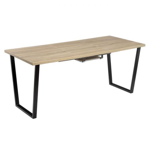 Стол АТЛАНТ-01 1100/1500*700х750 Дуб Бардалино серый/Опора АТЛАНТ-Черный матовый