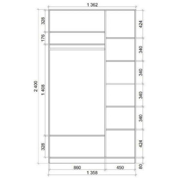 Шкаф-купе Хит-24-14-66 Ясень шимо светлый, Бабочки