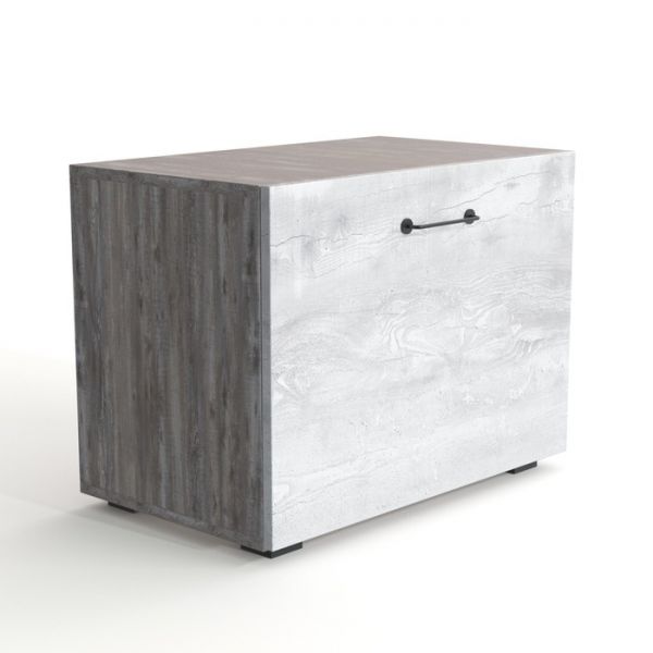 Пуф-обувница «Грейвуд», 600 ? 350 ? 410 мм, цвет пайн бетон тёмный / пайн бетон светлый