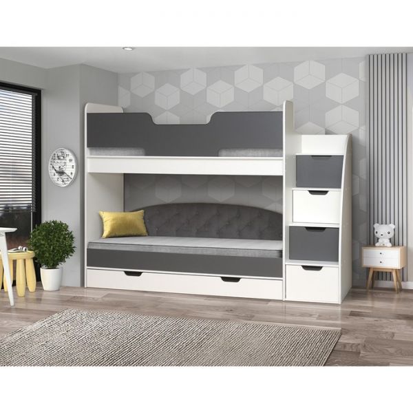 Кровать детская двухъярусная «Юниор 13», 800 ? 1900 мм, цвет белый / графит