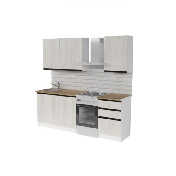Кухонный гарнитур Амели стандарт 1600х600 Белый/Дуб бунратти/Дуб грей