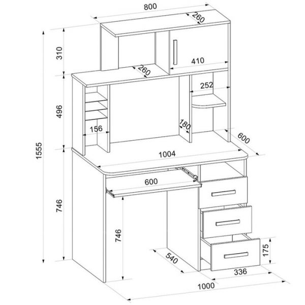 Стол компьютерный Интел-12 1000x600x1555 Бодега тёмный/Бодега светлый
