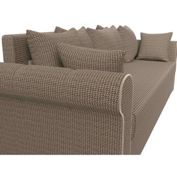 Прямой диван «Рейн», механизм еврокнижка, рогожка, цвет бежевый / кант коричневый