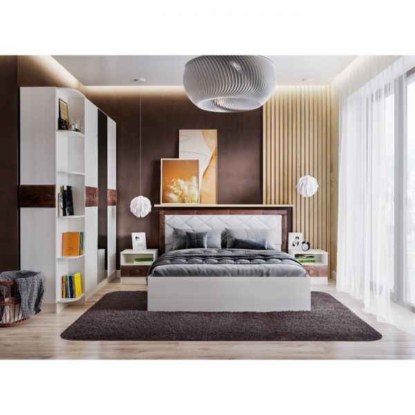 Шкаф двухстворчатый Мадлен 1000х546х2200 ясень анкор светлый/МДФ дуб бомонд какао