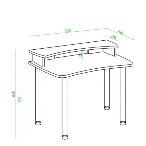 Стол с надстройкой «СКЛ Софт120МО», 1200 ? 750 ? 945 мм, цвет чёрный