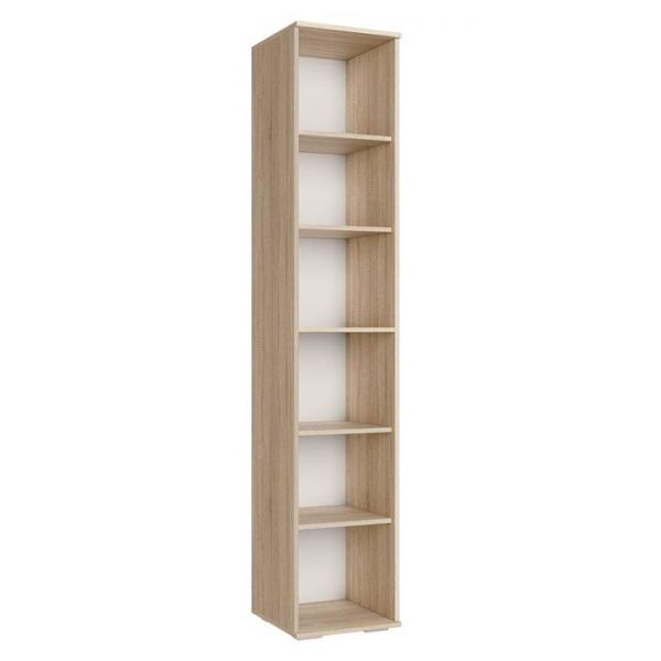 Пенал ПН-17 РИВЬЕРА Стекло/ДВП 400х420х2100 фасады ПВХ Белый/корпус Дуб Сонома