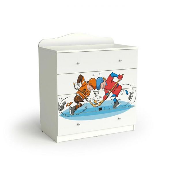 Комод с 4 ящиками 800*450*910 белый, хоккей