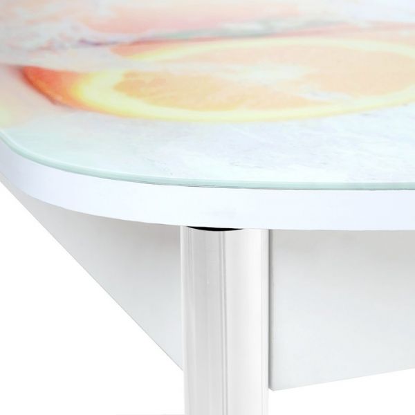 Стол раздвижной с фп Лайм 2 1100/1500х700х777 стол. Стекл./Пояс белый/прямые ноги