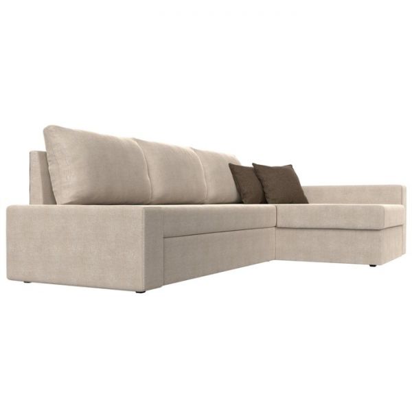 Угловой диван «Версаль», механизм дельфин, рогожка, правый угол, цвет бежевый