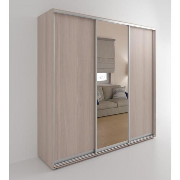 Шкаф-купе «Акцент-Сим ДЗ», 1500 ? 600 ? 2310 мм, ЛДСП, зеркало, цвет ясень шимо светлый