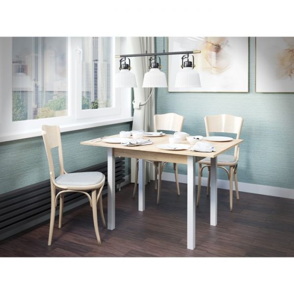 Стол обеденный раскладной СО-07, 800х580(1160)х736, белый/дуб крафт золотой