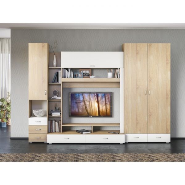 Пенал Линда 269, 422х440х2200, Дуб сонома/Белый