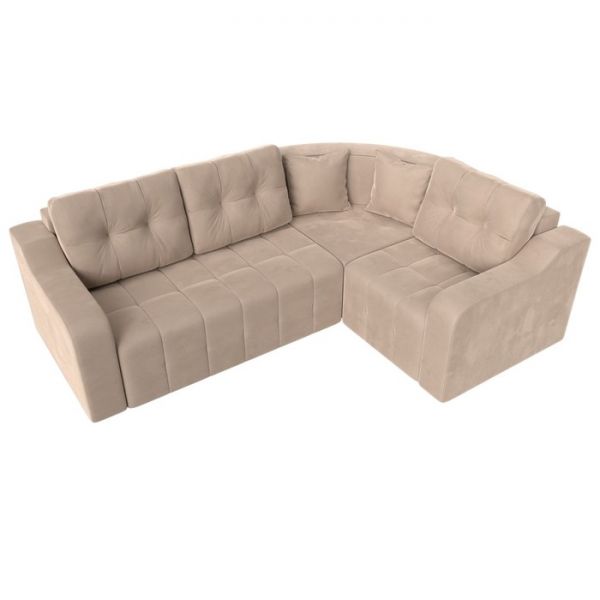 Угловой диван «Кембридж», механизм еврокнижка, велюр, цвет бежевый