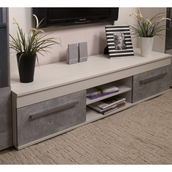 Витрина низкая «Леон 2», 560 ? 389 ? 1758 мм, цвет ясень анкор светлый / ателье светлый