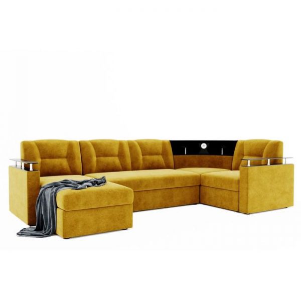 Диван «Титаник» с подсветкой, механизм дельфин, угол правый, ЛДСП венге, цвет селфи 08