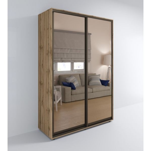 Шкаф-купе «Сим ЗЗ», 1200 ? 600 ? 2310 мм, ЛДСП, зеркало, цвет дуб крафт