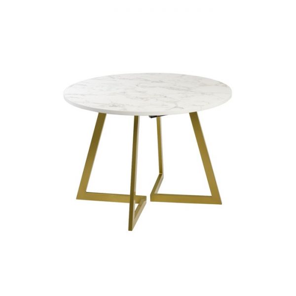 Стол РИМ D-1050/1500х1050х760 Мрамор Белый/Опора Гермес золотая