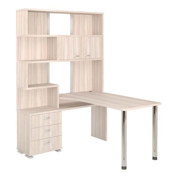 Стол СР-420/130, угол левый, 1300 ? 1300 ? 1990 мм, цвет белый жемчуг