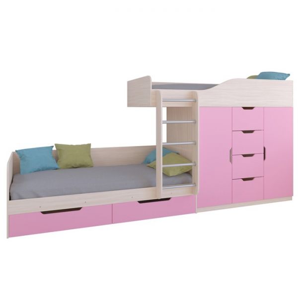 Детский комплекс «Астра 6», цвет дуб молочный/розовый