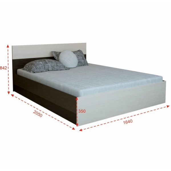 Кровать двуспальная Юнона 1600х2000, Венге/Дуб