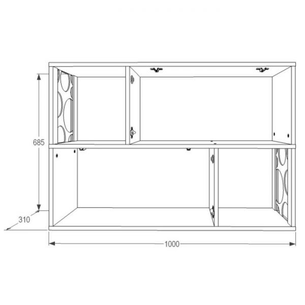 Полка навесная 2 «Омега 16», 1000 ? 310 ? 685 мм, цвет ясень анкор светлый / анкор тёмный