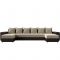 П-образный диван «Дубай», механизм еврокнижка, бежевый микровельвет / коричневая экокожа