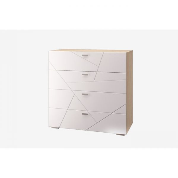 Комод с 4 ящиками СКАЙЛАЙН 902х445х892  дуб сонома светлый/белый