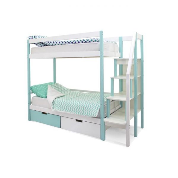 Детская двухъярусная кровать Бельмарко Svogen мятно-белый