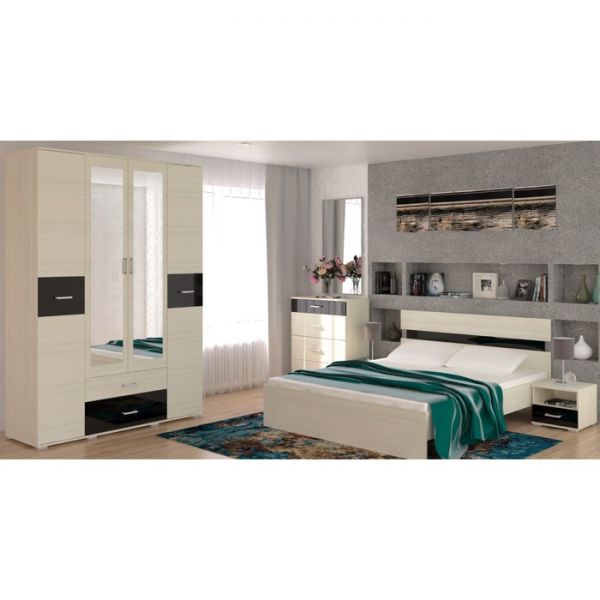 Комод Сити 40-1 990х400х410 Сосна карелия /Черный Глянец