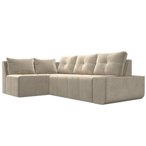 Угловой диван «Амадэус», правый угол, микровельвет, цвет бежевый