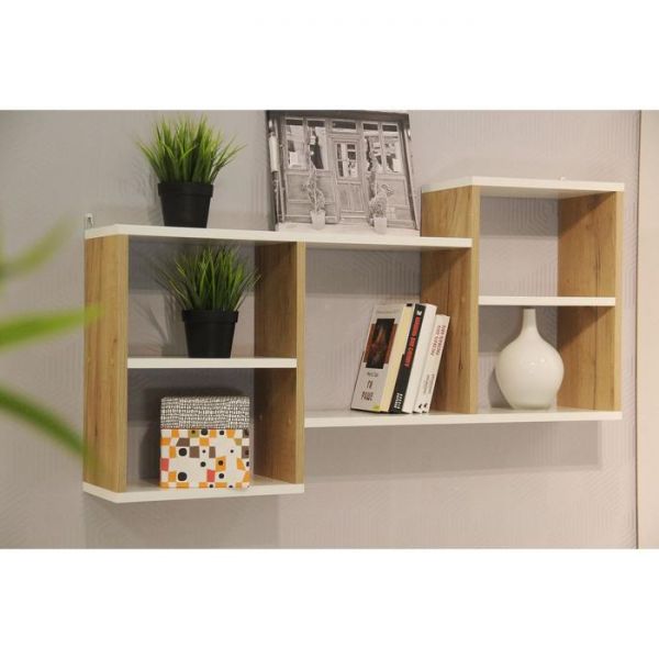 Полка настенная Д-4 1022х190х572 белый/дуб крафт золотой