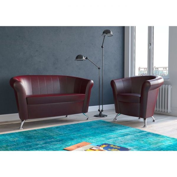 Диван «ЛАГУНА», обивка кожзам бордовый