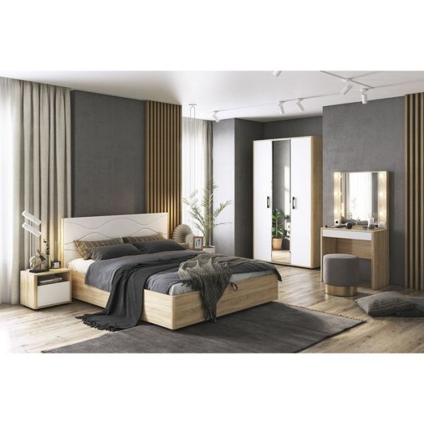 Кровать Зара Комфорт с ортопедом 1600х2000 дуб сонома/белый