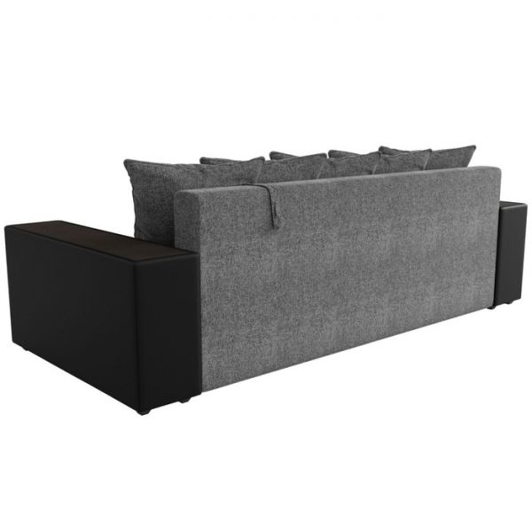 Диван прямой «Дубай», механизм еврокнижка, цвет серая рогожка / чёрная экокожа