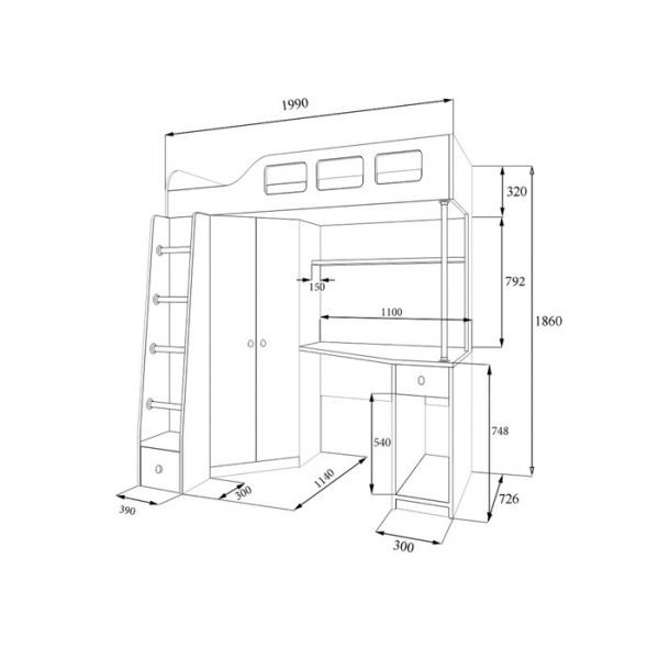 Детский комплекс «Астра 7», цвет дуб шамони/салатовый