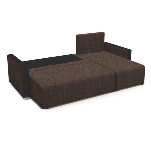 Угловой диван «Алиса 3», рогожка, цвет savana chocolate / savana camel / мarvel dark brown