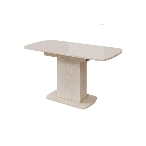 Стол раздвижной "Соренто-2" 1103/1423х703 стекло ваниль глянец/дуб атл