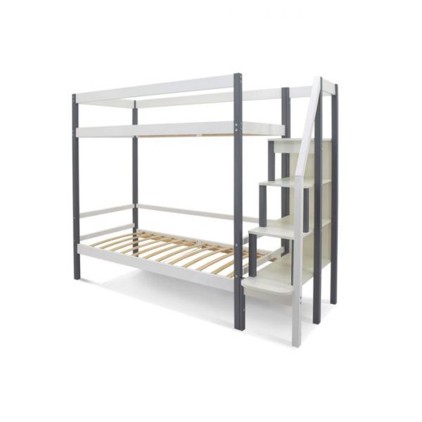 Детская двухъярусная кровать Бельмарко Svogen графит-белый