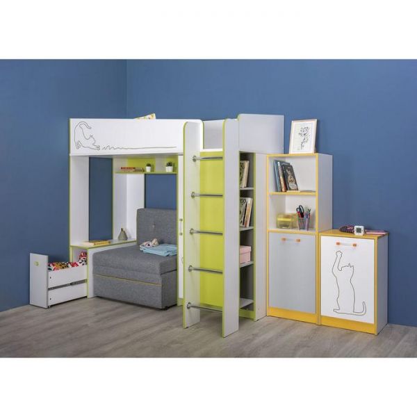 Кровать двухъярусная Альфа 11.20, с/м 1900х800, 1940х1055х1761, лайм зеленый