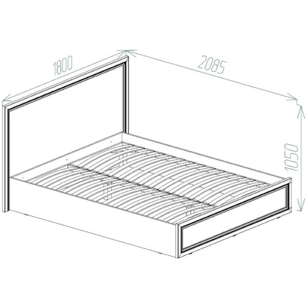 Кровать с мягкой спинкой и основан АЛЕКСАНДРИЯ, 1600х2000, Ясень Анкор Нордик/Светлый