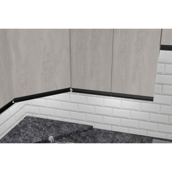 Кухонный угловой гарнитур Сюита оптима 2400х1800 Бетон светлый/Белый