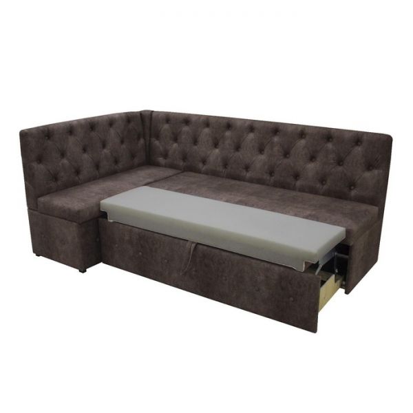 Кухонный уголок «Айриш», правый угол, механизм дельфин, велюр, цвет эмилия дарк браун