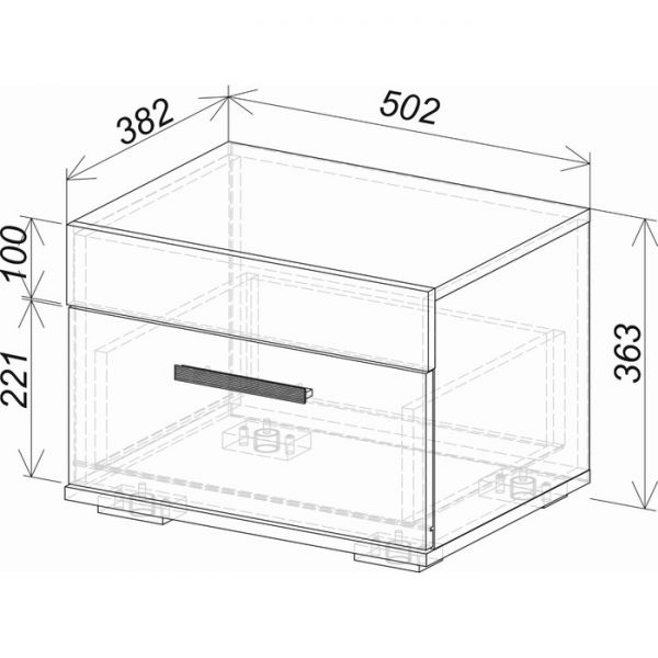 Тумба прикроватная Инстайл 502х382х363 метрополитан грей/белый глянец