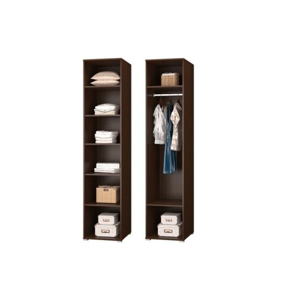 Шкаф для платья и белья МИШЕЛЬ 452х577х2270 венге цаво/МДФ белый страйп