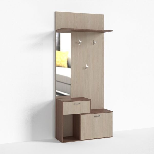 Тумба ПР-Т-1-6, 900х330х2100 мм, 1 ящик, зеркало слева, ясень шимо св, ясень шимо тем